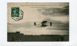 !!! MEETING DE BETHENY DE 1909, CPA DU COMTE DE LAMBERT EN PLEIN VOL, CACHET SPECIAL - Luftfahrt