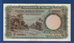 NIGERIA - P. 3 – 10 Shillings 1958 VF, S/n K/1 508964 - Nigeria