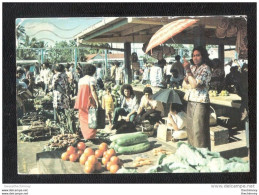 Océanie Talamahu Market , Nuku'Alofa Tonga USED WITH 1981 STAMP OF NOUVELLE CALÉDONIE New Caledonia  + AIR MAIL STICKER - Tonga