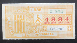 SUB 115A,  CAPICUA Lottery Ticket, Spain, ONCE, « LERIDA », # 4884, 1985 - Billetes De Lotería