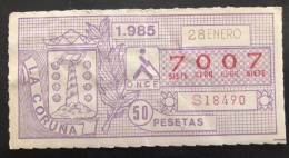 SUB 115A,  CAPICUA Lottery Ticket, Spain, ONCE, « LA CORUÑA », # 7007, 1985 - Billetes De Lotería