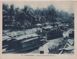 Pour L'Enseignement Vivant (24x18cm) - Les Colonies Francaises - Cochinchine - Sampans Sur La Riviere Thu Duc - Viêt-Nam