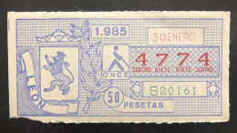 SUB 115A,  CAPICUA Lottery Ticket, Spain, ONCE, « LEON », # 4774, 1985 - Billetes De Lotería