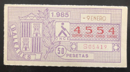 SUB 115A,  CAPICUA Lottery Ticket, Spain, ONCE, « BALEARES », # 4554, 1985 - Billetes De Lotería