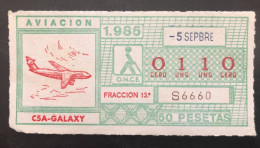 SUB 115A,  CAPICUA Lottery Ticket, Spain, ONCE, « AVIACION », « AVIATION », « C5A - GALAXY », # 0110, 1985 - Billetes De Lotería