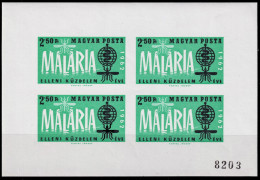 HONGRIE / HUNGARY - 1962 Mi.Bl.35B 2.50f. Fight Against Malaria Min. Sheet Of 4 Imperf. & Numbered - Mint NH** - Unused Stamps