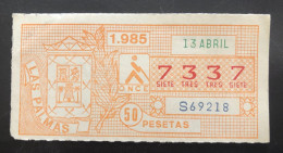 SUB 115A,  CAPICUA Lottery Ticket, Spain, ONCE, « LAS PALMAS », # 7337, 1985 - Billetes De Lotería