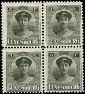 Luxembourg Luxemburg 1921 Grande Duchesse Charlotte Bloc 4x 3c. Neuf MNH** - 1921-27 Charlotte De Frente