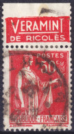 FRANCE - Yv.283 50c Paix Type 1 Avec PUB RICQLES - Obl. TB - Used Stamps