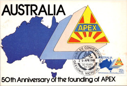 12-8-2023 (2 T 20) Australia Maxicard - 50th Aniversary Of Founding Of APEX (1981) - Maximumkarten (MC)