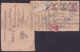 India 1949 KGVI Postcard India Posts And Telegraphs Dept Receipt To Binakner Attached, Registered R98 (**) Inde Indien - Storia Postale