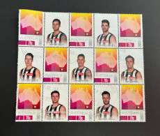 12-8-2023 (stamp) Australia - Block Of 8 Rugby Player Cancelled Personalised Stamps - Hojas, Bloques & Múltiples