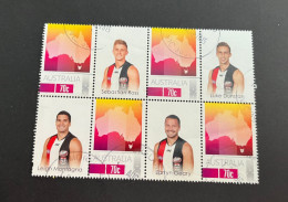 12-8-2023 (stamp) Australia - Block Of 4 Rugby Player Cancelled Personalised Stamps - Ganze Bögen & Platten