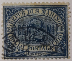 5002- SAN MARINO 1892 2 CENTS AZZURRO USATO - USED - Gebruikt