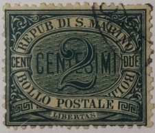 5003- SAN MARINO 1877 2 CENTS VERDE USATO - USED - Used Stamps