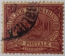 5004- SAN MARINO 1894 2 CENTS CARMINIO USATO - USED - Gebruikt