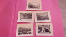 ENSEMBLE DE 5 PHOTOS AMATEUR DE 1957  Haute-Savoie  SAINT JEOIRE FAUCIGNY PLACE HOTEL DES ALPES ... - Saint-Jeoire