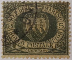 5005- SAN MARINO 1892 5 CENTS VERDE-GRIGIO USATO - USED - Gebruikt