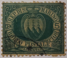 5006- SAN MARINO 1894/99 5 CENTS VERDE USATO - USED - Used Stamps