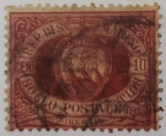 5007- SAN MARINO 1894/99 10 CENTS ROSSO USATO - USED - Oblitérés