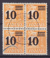 Denmark Mi. 216, Karavelle Overprinted Aufdruck Provisorium 4 Block Deluxe Brotype KØBENHAVN OMk. (19.) Cancel - Blocchi & Foglietti