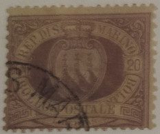 5008- SAN MARINO 1894/99 20 CENTS VIOLA USATO - USED - Used Stamps