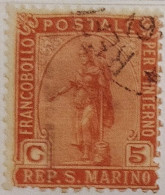 5010- SAN MARINO 1899 5 CENTS USATO - USED - Gebruikt