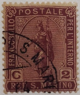 5011- SAN MARINO 1899 2 CENTS USATO CON GOMMA - Used Stamps