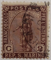 5012- SAN MARINO 1899 2 CENTS USATO - USED - Oblitérés