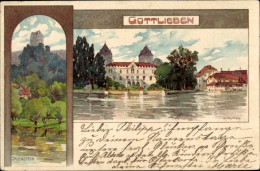 Artiste Lithographie Mutter, K., Gottlieben Kanton Thurgau, Schloss, Salenstein - Gottlieben