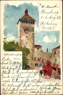 Artiste Lithographie Voellmy, F., Rheinfelden Kanton Aargau, Blick Auf Den Obertorturm - Rheinfelden