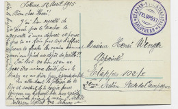 HELVETIA SUISSE SOLOTHURN CARTE + ETAPEN FELPOST 12.4.1915 TO ETAPES - Poststempel