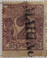 5015- SAN MARINO 1903 2 CENTS USATO - USED - Used Stamps
