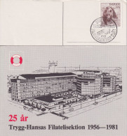 Sonderkarte  "25 Ar Trygg-Hansas Filatelisektion, Stockholm"       1981 - Brieven En Documenten