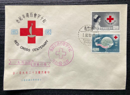 FDC Taiwan 1963 Red Cross Centenary Stamps Nurse Globe Health Medicine - FDC