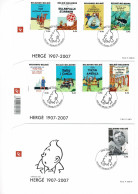 BELGIQUE Premier Jour Hergé Collection Complète N° 3619 à 3643 - 2001-2010
