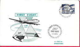 NORGE - FIRST FLIGHT SAS FROM OSLO*1.11.1969* TO BARBADOS ON OFFICIAL COVER - Lettres & Documents