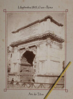 Photo 1893 Rome Arc De Titus Italie Tirage Albuminé Albumen Print Vintage Animée Roma - Old (before 1900)