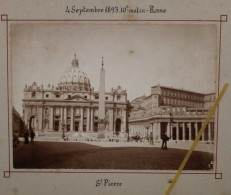 Photo 1893 Rome Place St Pierre Italie Tirage Albuminé Albumen Print Vintage Animée Roma - Old (before 1900)