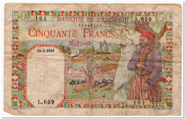 ALGERIA,50 FRANCS,1941,P.84,FINE - Argelia