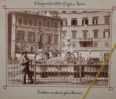 Photo 1893 Rome Place Navone Italie Tirage Albuminé Albumen Print Vintage Animée Roma Italia - Old (before 1900)