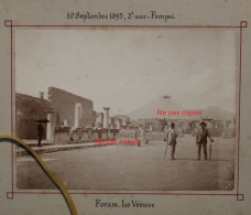 Photo 1893 Le Forum Pompéi Le Vésuve Italie Tirage Albuminé Albumen Print Vintage Animée Italia - Old (before 1900)