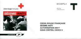 Enveloppe T Ecopli - Croix Rouge Française - Séisme Haïti - Cartas/Sobre De Respuesta T