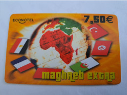 FRANCE/FRANKRIJK  / MAGHREB  PHONE/ € 7,50/ / COUNTRY FLAGS/ PREPAID  USED    ** 14666** - Mobicartes (GSM/SIM)