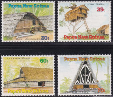 MiNr. 593 - 596 Papua-Neuguinea 1989, 17. Mai. Traditionelle Häuser - Postfrisch/**/MNH - Papua-Neuguinea