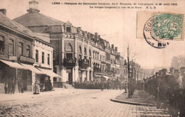 Lens - Obsèque Du Lieutenant Lautour Du 5ème Dragons , De Compiègne Le 20 Avril 1906 - Troupe Rue De La Gare - Lens