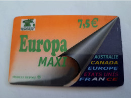 FRANCE/FRANKRIJK  / € 7,5 / EUROPA MAXI  /MONDIALE       / PREPAID  USED    ** 14685** - Prepaid: Mobicartes