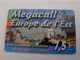 FRANCE/FRANKRIJK  / € 7,5 / MEGACALL EUROPE DE LEST / MOSQUE /CHURCH       / PREPAID  USED    ** 14686** - Nachladekarten (Handy/SIM)