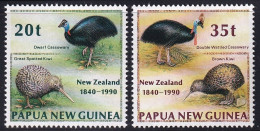 MiNr. 620 - 621 Papua-Neuguinea 1990, 24. Aug. 150. Jahrestag Der Gründung Von Neuseeland: Vögel - Postfrisch/**/MNH - Papua-Neuguinea