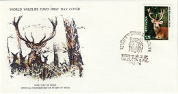 INDE - 2 Env. FDC, WWF, Barasingha (cerf Des Marais), Lion - 1976 - Médaillier Franklin N° 28-29 - FDC